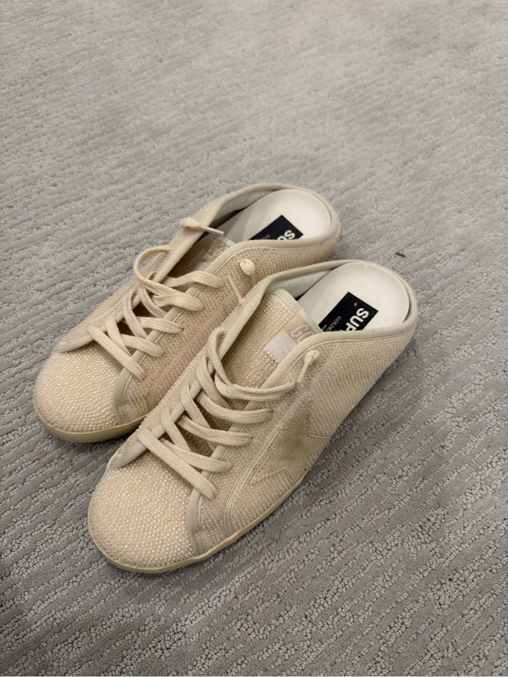 Golden Goose Cream beaded Sneakers
